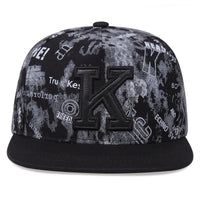K Letter Baseball Cap Hip Hop Hat Size Adjustable